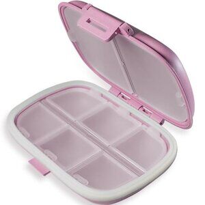 Daily Pill Organizer 8 Compartments, Medicine Pill Box Travel Case Pink NEW